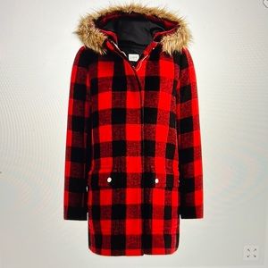 J Crew Buffalo Check Parka